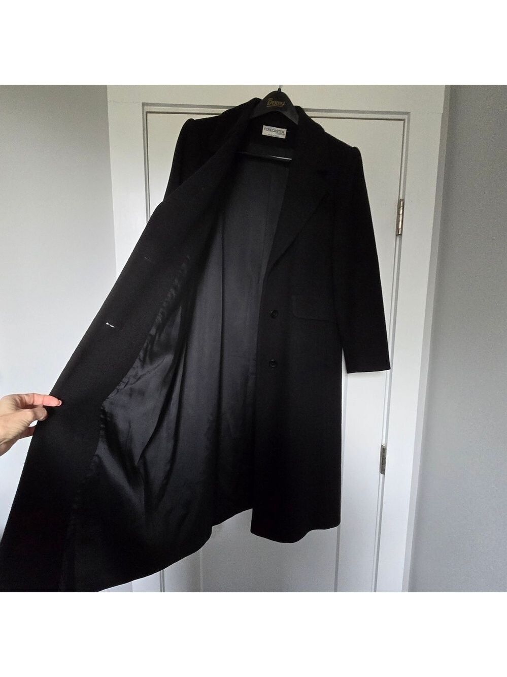 Forecaster Of Boston Vintage Women's Black Wool Cashmere Blend Elegant Long Coat - Picture 9 of 12